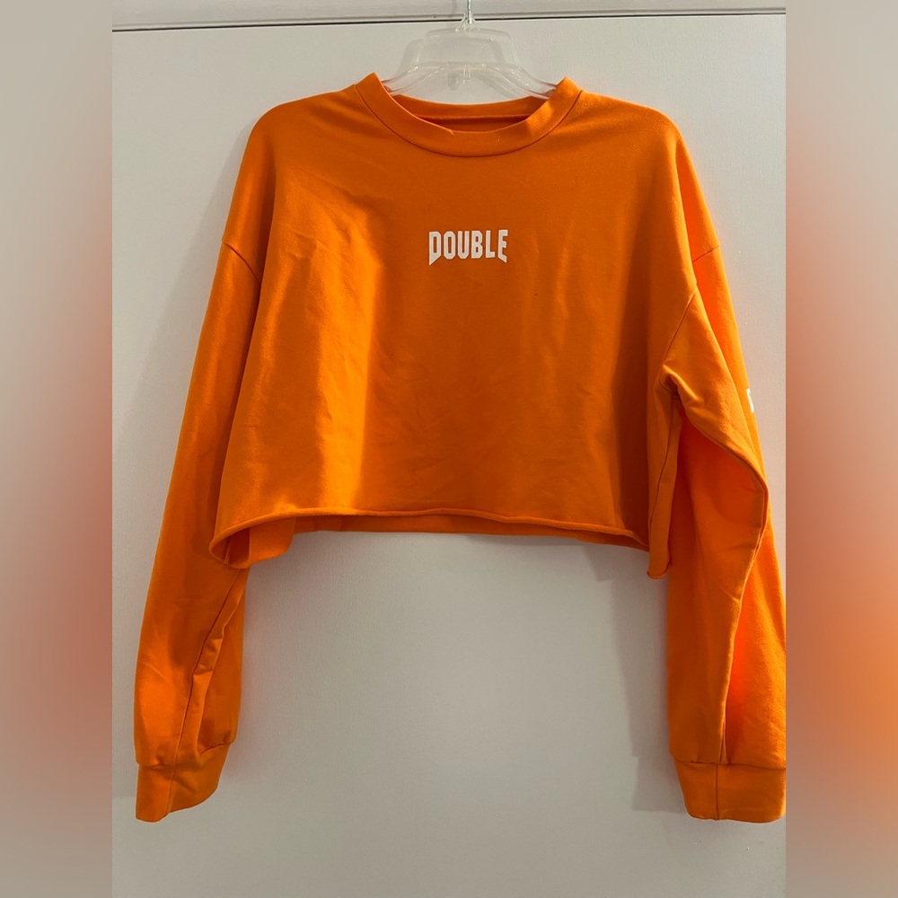 SHEIN Vibrant Orange Cropped Sweatshirt